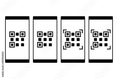 スマホの画面にQRコードが配置されたアイコンセット