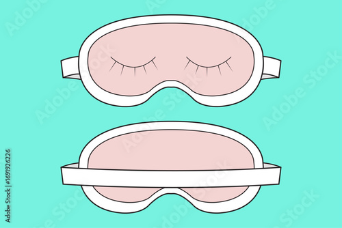 Unisex Sleep Eye Mask Fashion Flat Sketch Technical Drawing CAD Outline.
