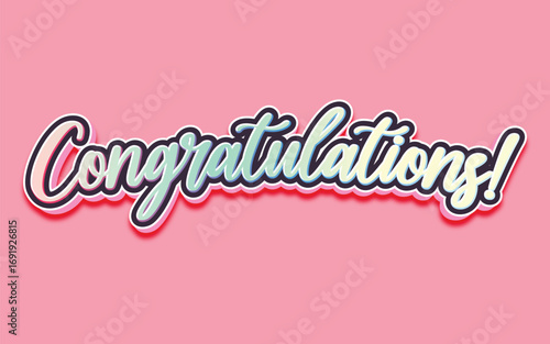 CONGRATULATIONS!, Congratulations gradient lettering greeting sign. Handwritten modern brush lettering with golden stars. Text for card, T-shirt print, banner, poster, web, notebook, sketchbook