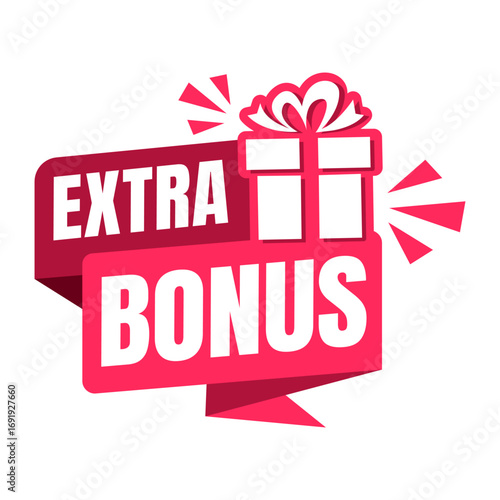 Extra Bonus Gift boxes with ribbon icons black Set. Gift box badge in Trendy Flat style. Surprising gift boxes label, Gift wrapping sticker, Christmas box icon. Vector Illustration.