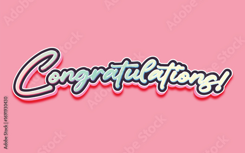 CONGRATULATIONS!, Congratulations gradient lettering greeting sign. Handwritten modern brush lettering with golden stars. Text for card, T-shirt print, banner, poster, web, notebook, sketchbook