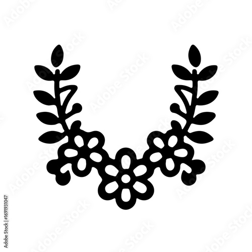 Flower Garland Minimalist Black Icon Floral