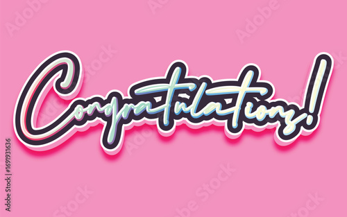 CONGRATULATIONS!, Congratulations gradient lettering greeting sign. Handwritten modern brush lettering with golden stars. Text for card, T-shirt print, banner, poster, web, notebook, sketchbook