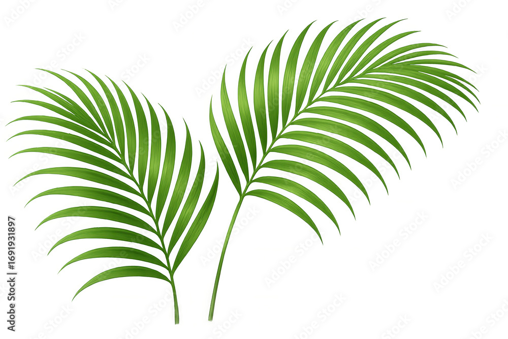 Obraz premium Vibrant green palm leaves bring a touch of the tropics with transparent background, perfect for summery designs