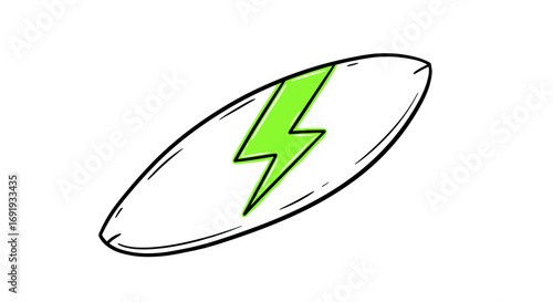 Electric Surfboard Design Illustration.