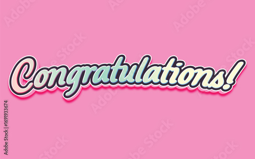 CONGRATULATIONS!, Congratulations gradient lettering greeting sign. Handwritten modern brush lettering with golden stars. Text for card, T-shirt print, banner, poster, web, notebook, sketchbook