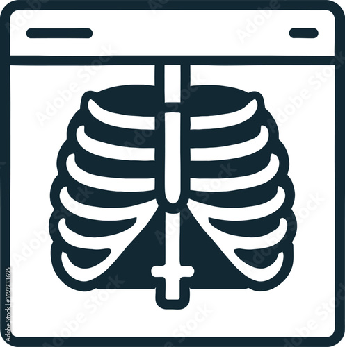 Human Ribcage XRay Illustration for Medical Diagnosis and Anatomical Studies representing Health Care technology and innovative diagnostic procedures in modern medicine