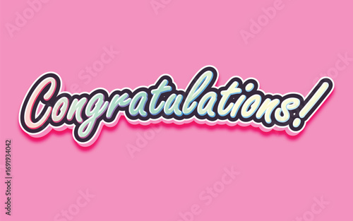 CONGRATULATIONS!, Congratulations gradient lettering greeting sign. Handwritten modern brush lettering with golden stars. Text for card, T-shirt print, banner, poster, web, notebook, sketchbook