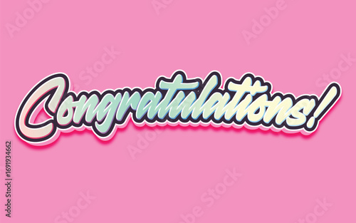 CONGRATULATIONS!, Congratulations gradient lettering greeting sign. Handwritten modern brush lettering with golden stars. Text for card, T-shirt print, banner, poster, web, notebook, sketchbook