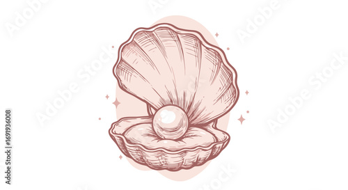Open seashell with a pearl inside.