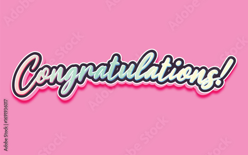 CONGRATULATIONS!, Congratulations gradient lettering greeting sign. Handwritten modern brush lettering with golden stars. Text for card, T-shirt print, banner, poster, web, notebook, sketchbook