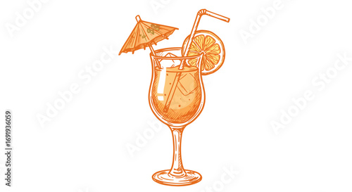 Orange cocktail drink in a stemmed glass.