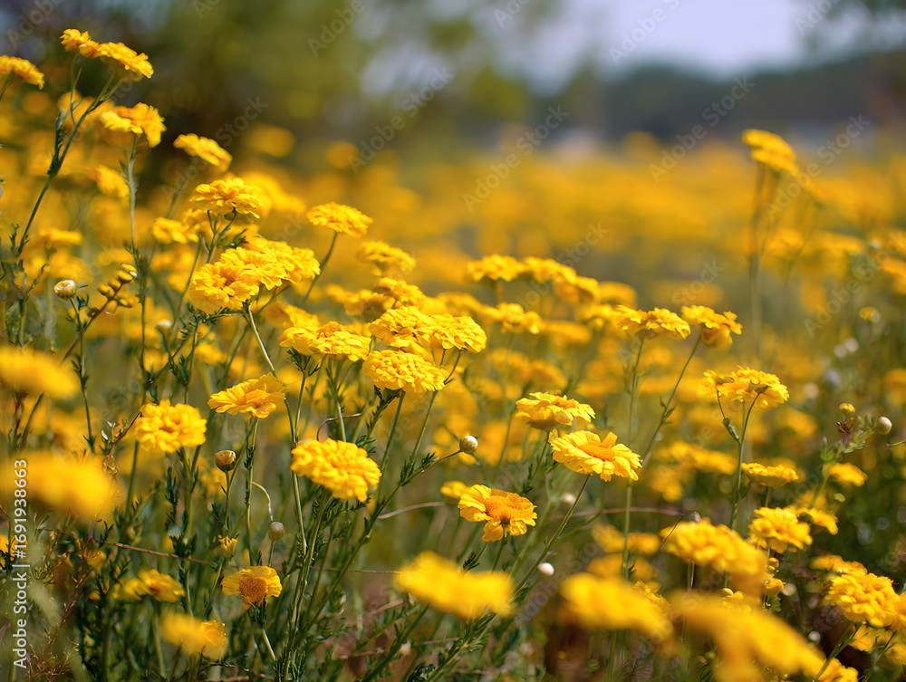Obraz premium Yellow flower field landscape