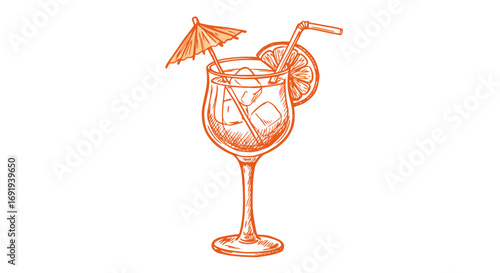 Refreshing summer cocktail in elegant glass 1.