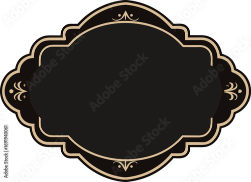 Ornate Decorative Oval Label with Decorative Flourishes and Black Center EPS vector file download 