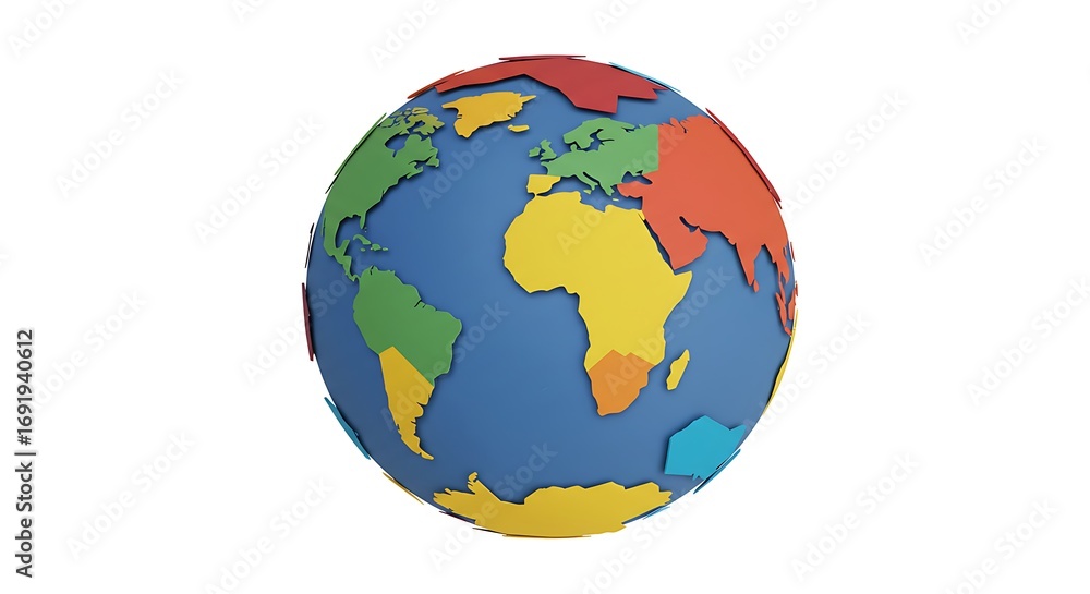 Fototapeta premium Colorful stylized 3 d world globe