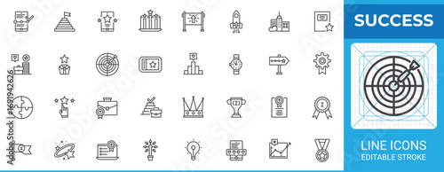 Goal and performance outline icon pack