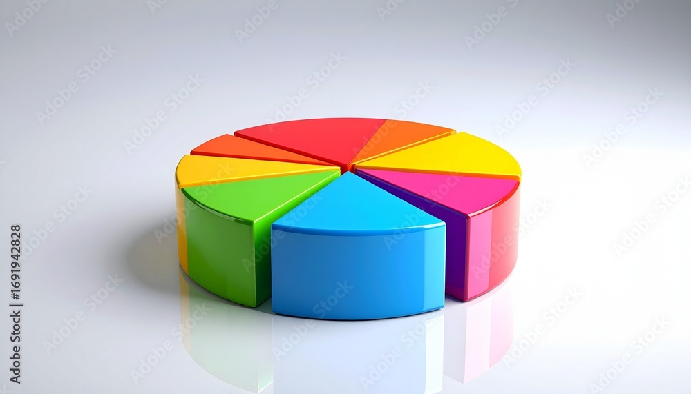Obraz premium Colorful 3D Pie Chart on White Background