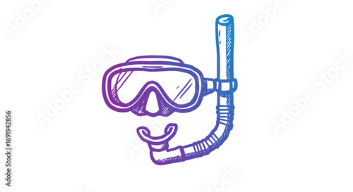 Snorkeling gear underwater diving mask and tube.