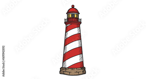 Striped Lighthouse Beacon Tower Structure 1.