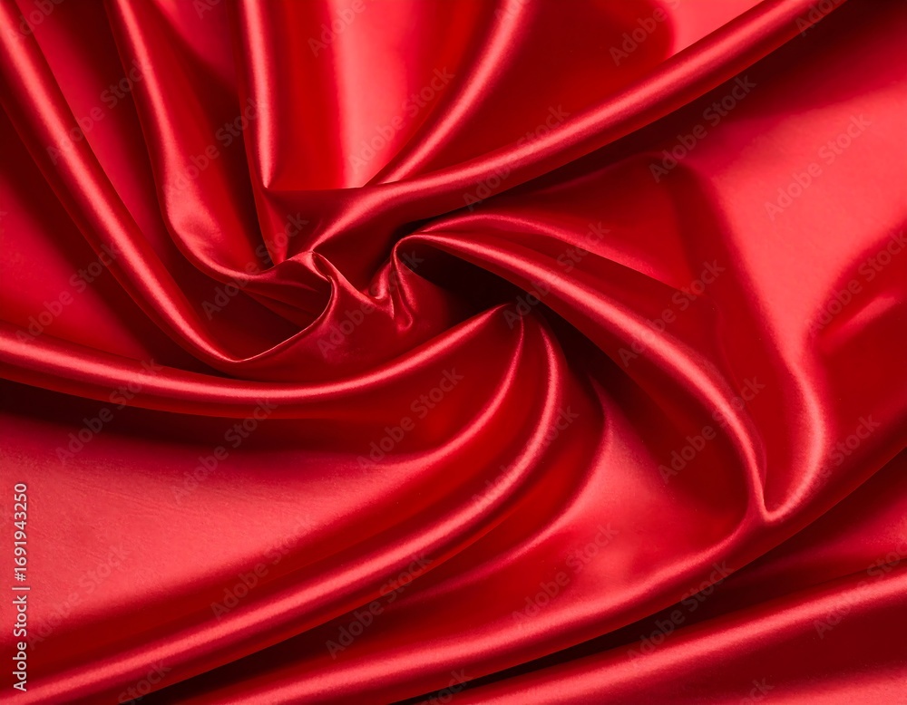 Obraz premium Swirling folds of rich red satin fabric