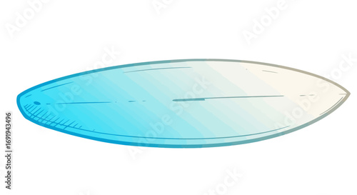 Surfboard design top view light blue gradient.