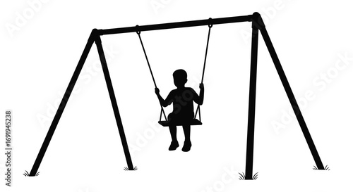 a child swinging high on playground swing set
