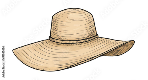Wide Brim Straw Sun Hat Fashion Accessory.
