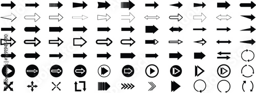 Black Vector Arrows Collection Set Arrow Icons Cursor Flat Direction Symbols for Web Design and Interface Illustration