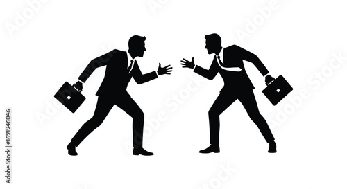 two businessmen in suits shaking hands firmly