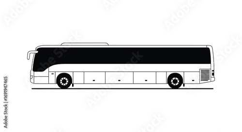 a simple line drawing of a modern passenger bus