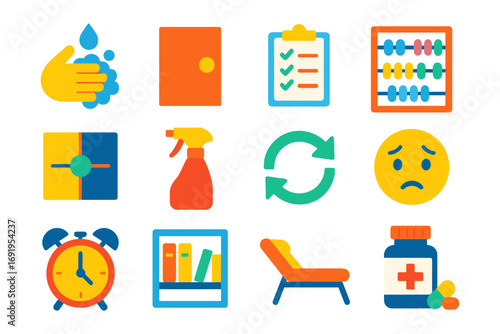 Colorful healthcare and wellness icons for modern apps and websites