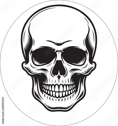 Skull silhouette - cut out outline vector skull icon, logo, tattoo, sticker