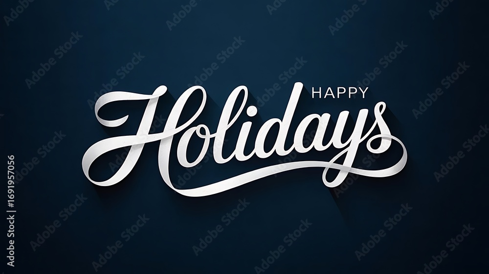 Obraz premium Elegant white ribbon calligraphy for happy holidays