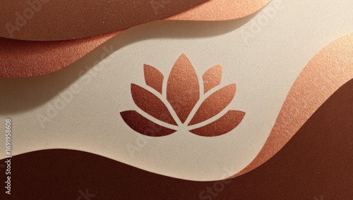 Elegant lotus design on layered, warm-toned paper