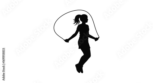 a girl jumping rope silhouette art simple design