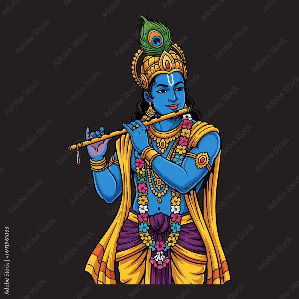 Fototapeta premium Illustration of the great Lord Krishna