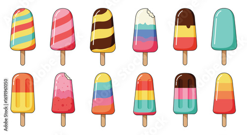 colorful popsicles arranged neatly in rows and columns