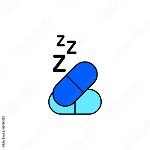 Icon a sleeping pill, isolated against a clean background.