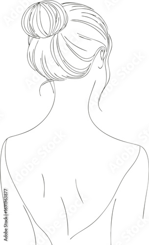 Hand Drown Girl Vector illustration Silhouette. Woman With Cute Hair.