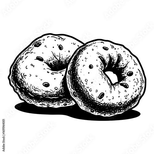 Medu Vada icon, black and white, traditional Indian snack