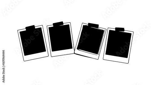 Four polaroid photos arranged in a row with transparent background