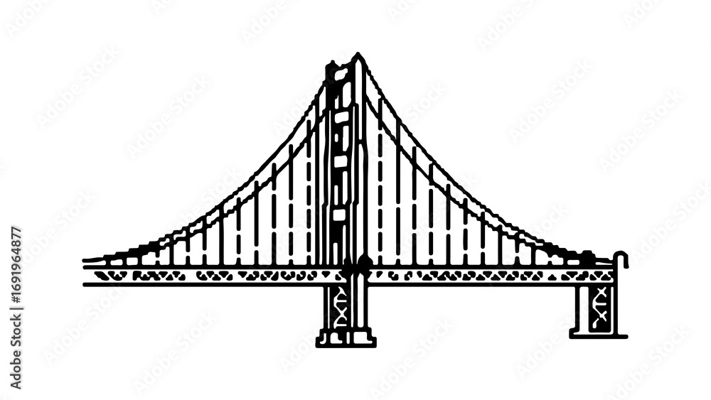 Fototapeta premium Golden Gate Bridge outline with transparent background