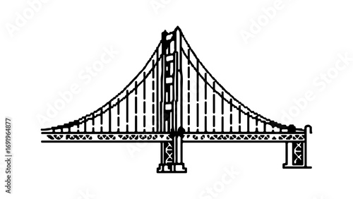 Golden Gate Bridge outline with transparent background