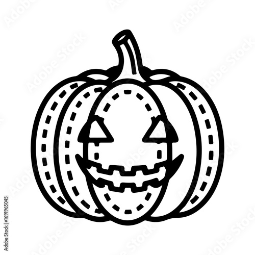 Halloween pumpkin face with transparent background