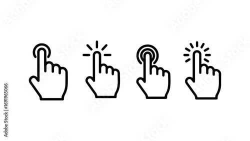 Hand click icons set with transparent background