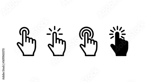 Hand click icons set with transparent background