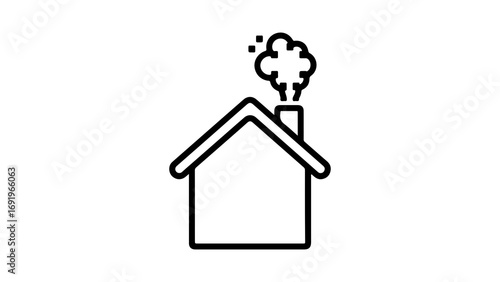 House with smoke from chimney with transparent background