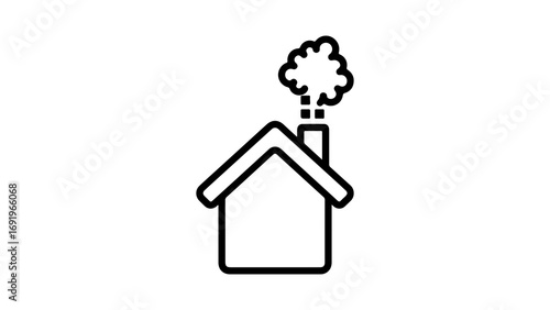 House with chimney and smoke with transparent background