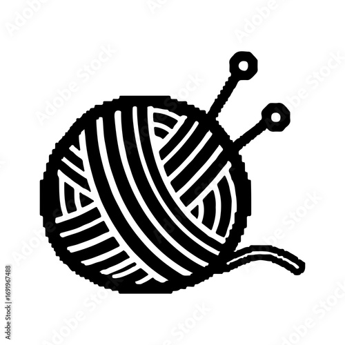 Knitting needles and yarn ball with transparent background